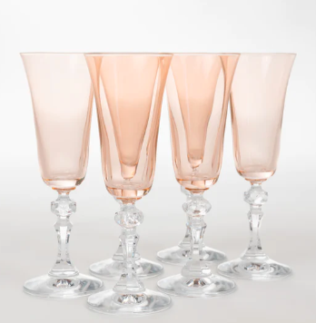 Estelle Regal Flutes with Clear Stem - Set of 6