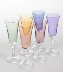 Estelle Regal Flutes with Clear Stem - Set of 6