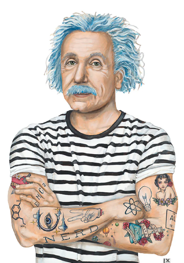 Inked Einstein Paper Print